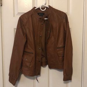 MODA International 100% Genuine Leather Jacket Light Brown